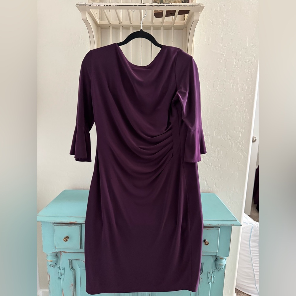Anne Klein Plum Draped Midi Dress